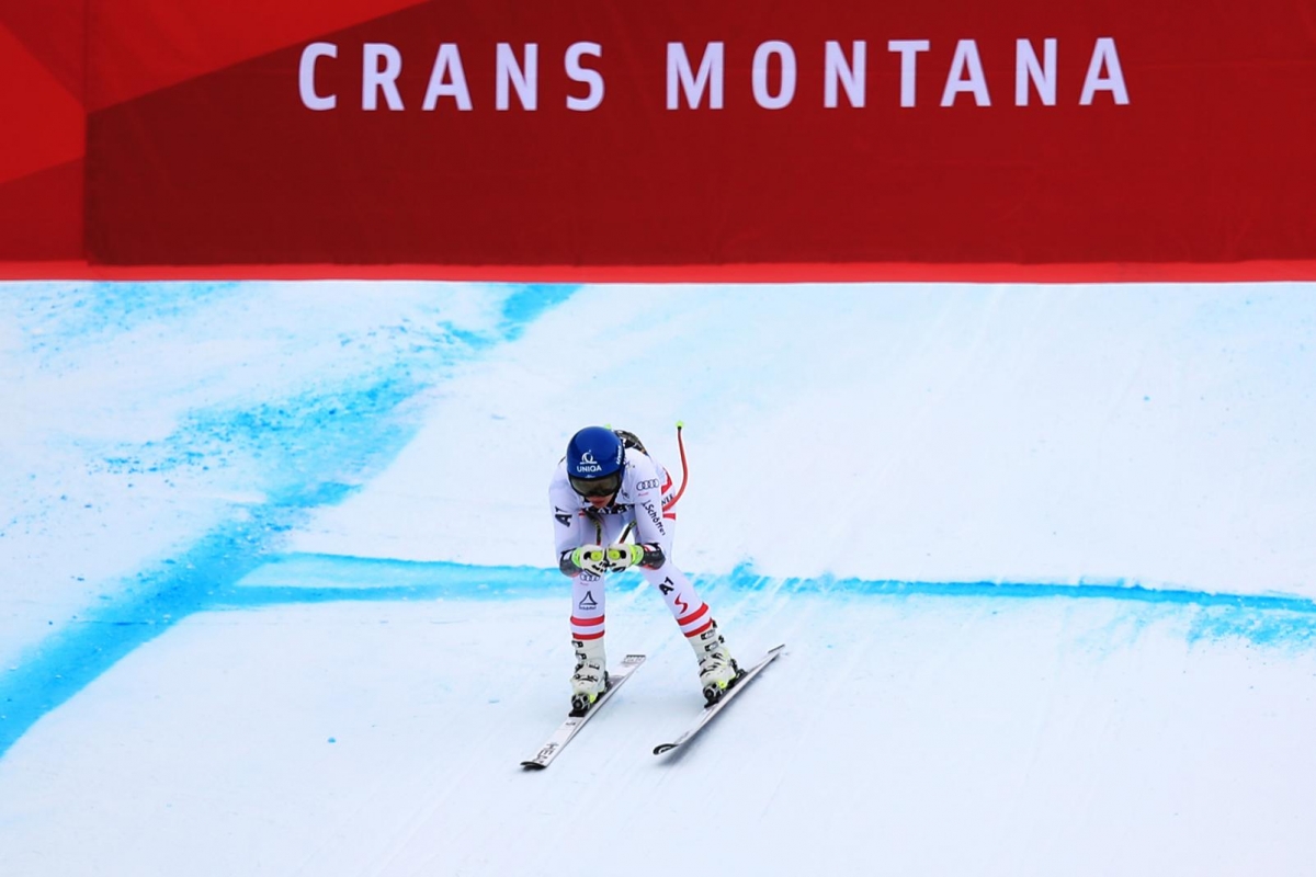 CRANS-MONTANA,SWITZERLAND,03.MAR.18 - ALPINE SKIING - FIS World Cup, Super G, ladies. Image shows Christine Scheyer (AUT). Photo: GEPA pictures/ Mario Buehner